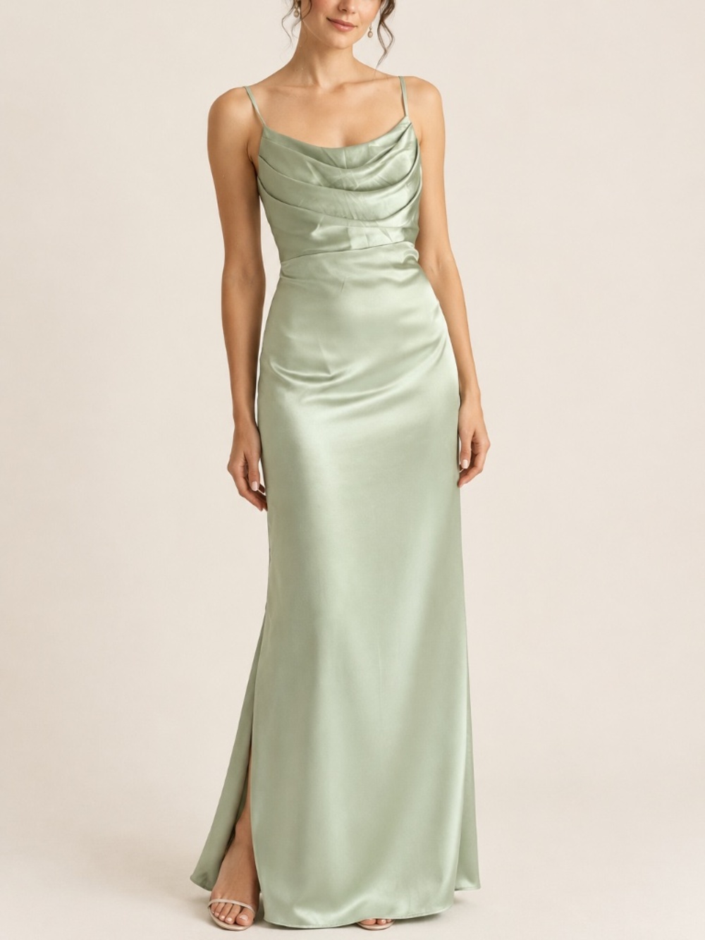 New Bridesmaid Dress Wedding Guest Gown Women's Size 6 Mint Satin